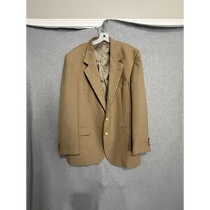 Hardwick Clothes Blazer Sport Coat Mens 46L Beige Gold Button USA Jacket